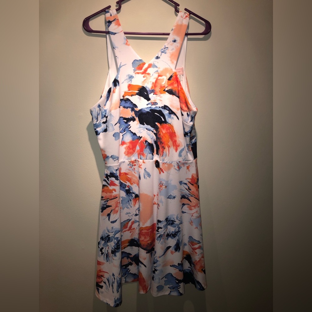 Tie dye fit and flair x-halter dress
